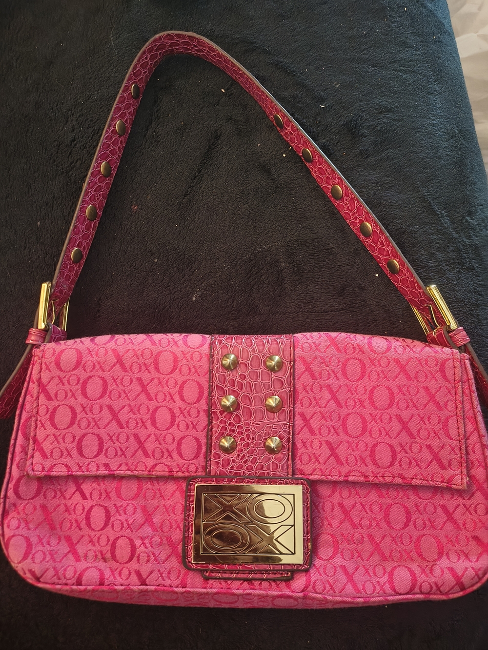 XOXO Pink Logo Shoulder Bag with Gold Hardware